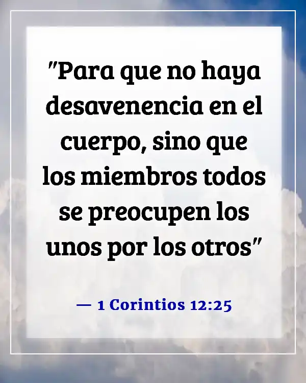 Versículo de la Biblia sobre las partes del cuerpo trabajando juntas (1 Corintios 12:25)