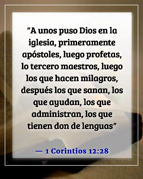 Versículos bíblicos sobre el liderazgo en la iglesia (1 Corintios 12:28)