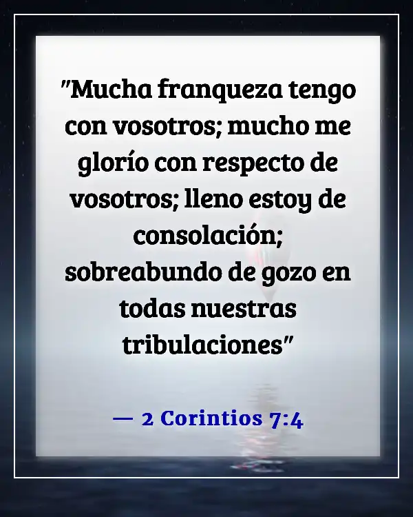 Versículo de la Biblia sobre regocijarse en pruebas y tentaciones (2 Corintios 7:4)