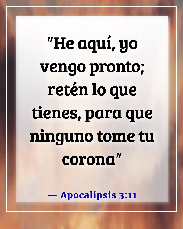 Versículo de la Biblia sobre correr la carrera con perseverancia (Apocalipsis 3:11)