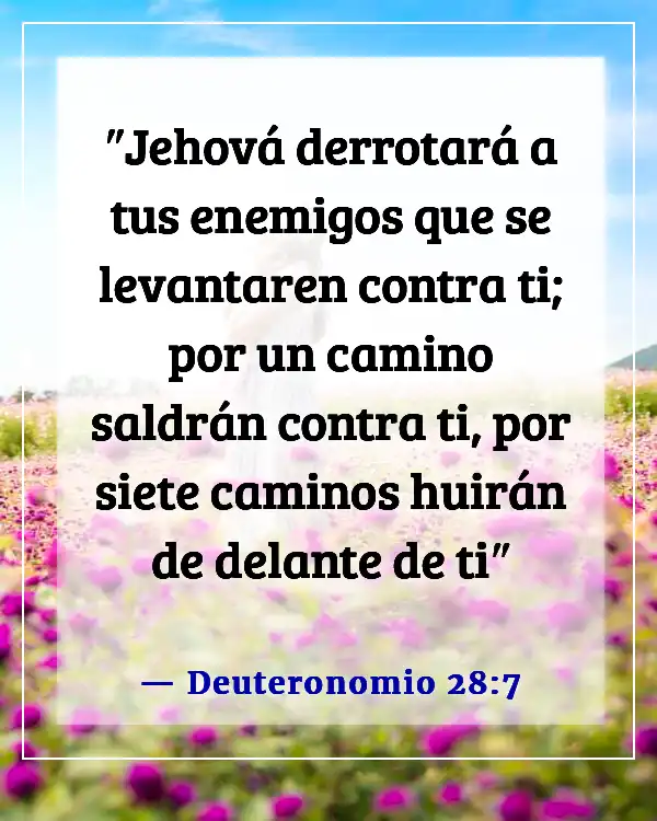 Versículos de la Biblia sobre Dios destruyendo a tus enemigos (Deuteronomio 28:7)