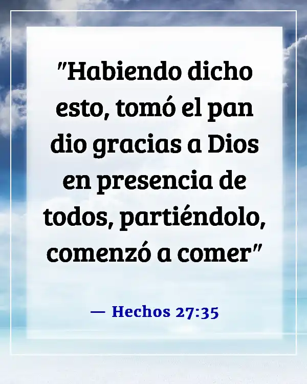 Versículo de la Biblia sobre comer y beber juntos (Hechos 27:35)