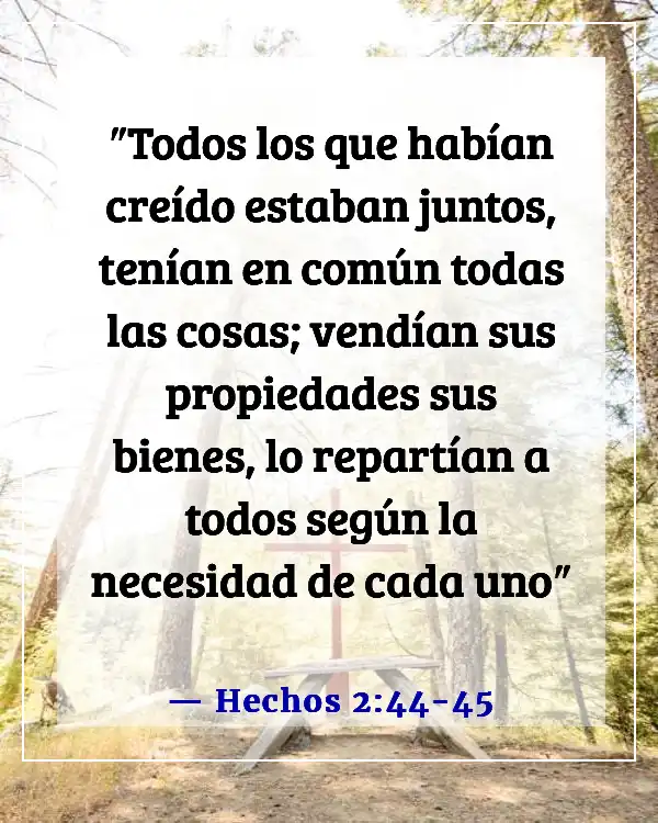 Versículo de la Biblia para alimentar a los hambrientos (Hechos 2:44-45)