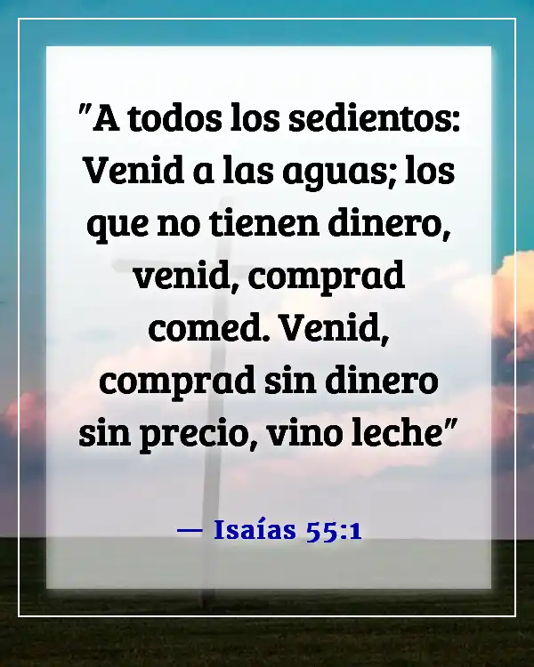 Versículo de la Biblia sobre comer y beber juntos (Isaías 55:1)