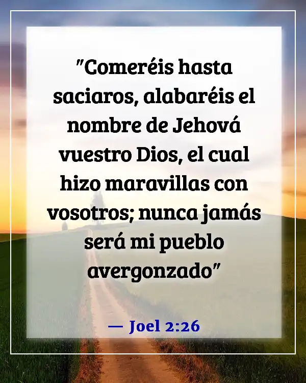 Versículo de la Biblia sobre bendiciones alimenticias (Joel 2:26)