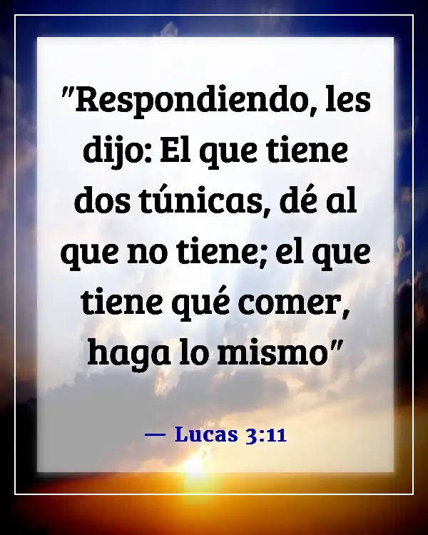 Versículos de la Biblia sobre dar a los pobres y no jactarse (Lucas 3:11)