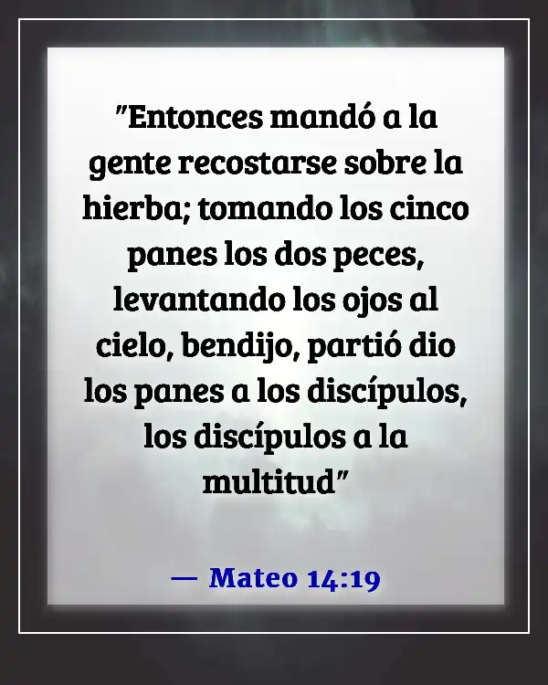 Versículo de la Biblia sobre bendiciones alimenticias (Mateo 14:19)