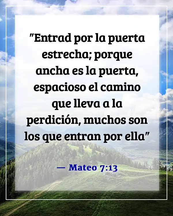 Versículos de la Biblia sobre no seguir al mundo (Mateo 7:13)