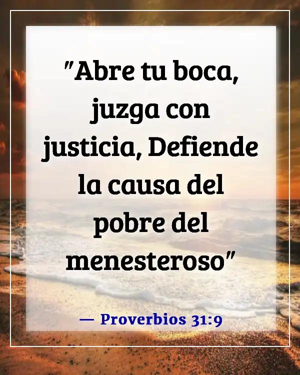 Versículos de la Biblia sobre el cuidado de los pobres y enfermos (Proverbios 31:9)