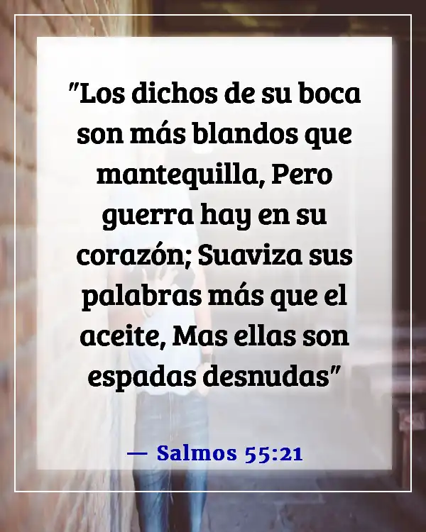 Versículos de la Biblia sobre enemigos ocultos (Salmos 55:21)